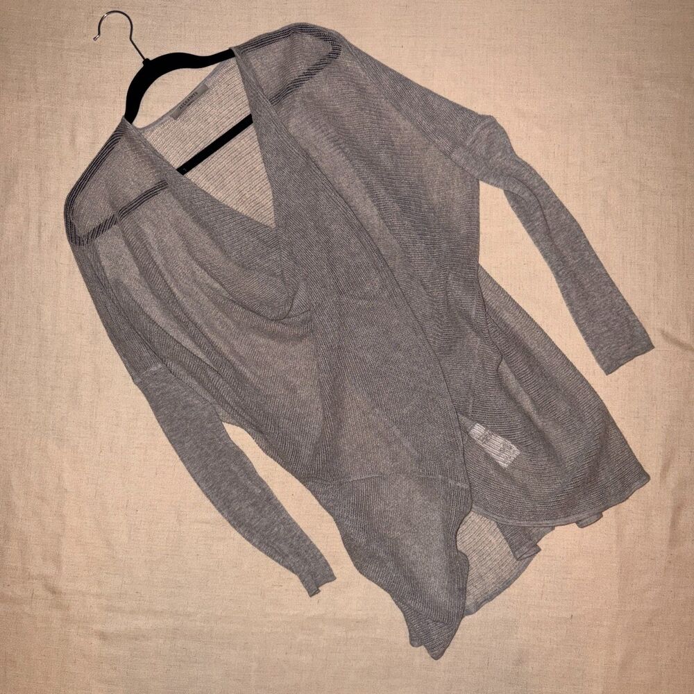 All Saints sheer gray open knit draped Itat shrug Size small